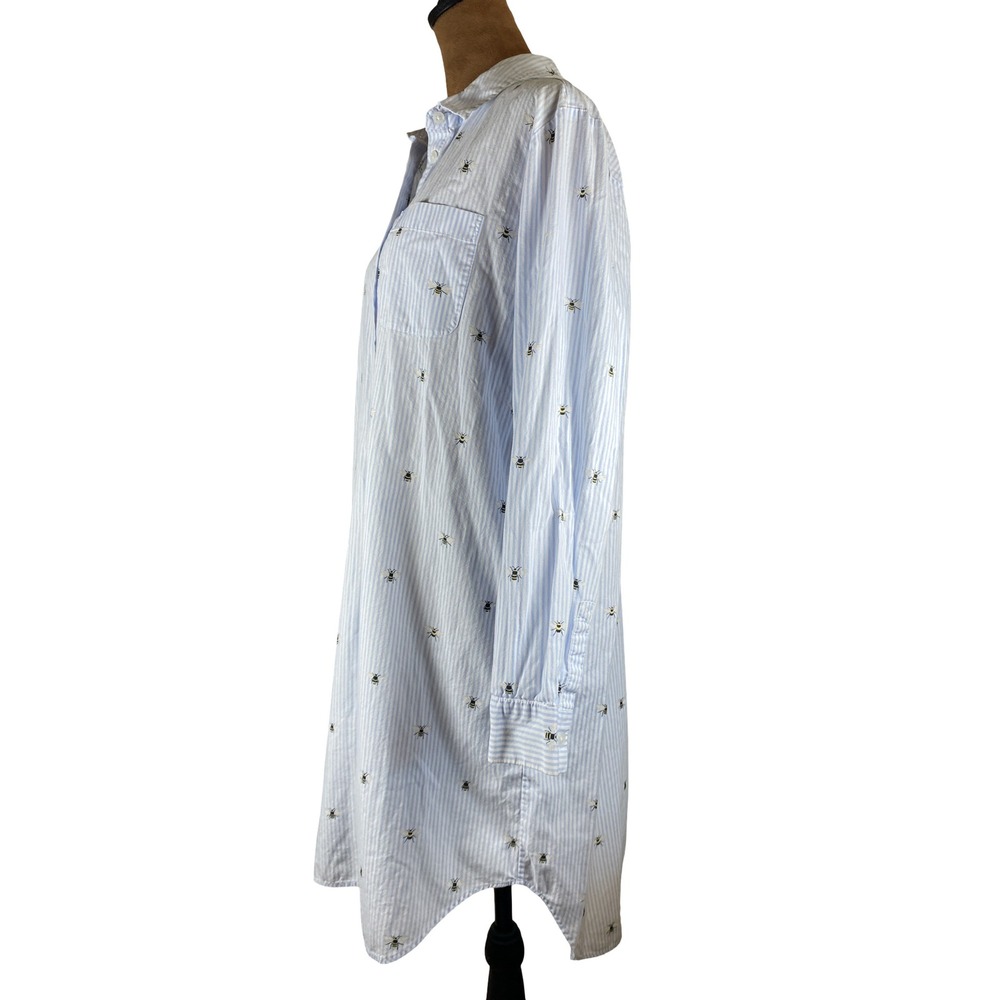 Lands End Womens Striped Honey Bee Cotton lounge Dress Nightgown relaxed M 10-12 - Picture 4 of 9